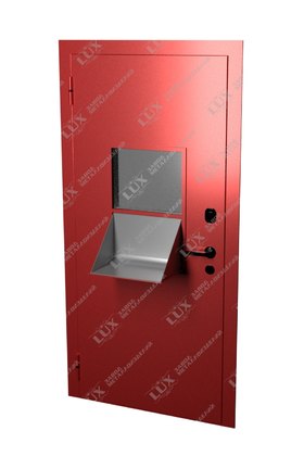металлическая дверь с кассовым модулем, окрас hammerite
