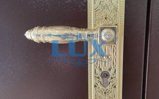 одностворчатая дверь с зеркалом в квартиру - нижний замок с ручкой на планке