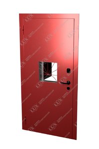 дверь для кассы с окном и решеткой, окрас hammerite